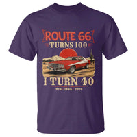 Route Highway 66 Turns 100 I Turn 40 T Shirt Vintage 1986 Road Sign 40th Birthday Muscle Car Lover Gift