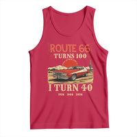 Route Highway 66 Turns 100 I Turn 40 Tank Top Vintage 1986 Road Sign 40th Birthday Muscle Car Lover Gift