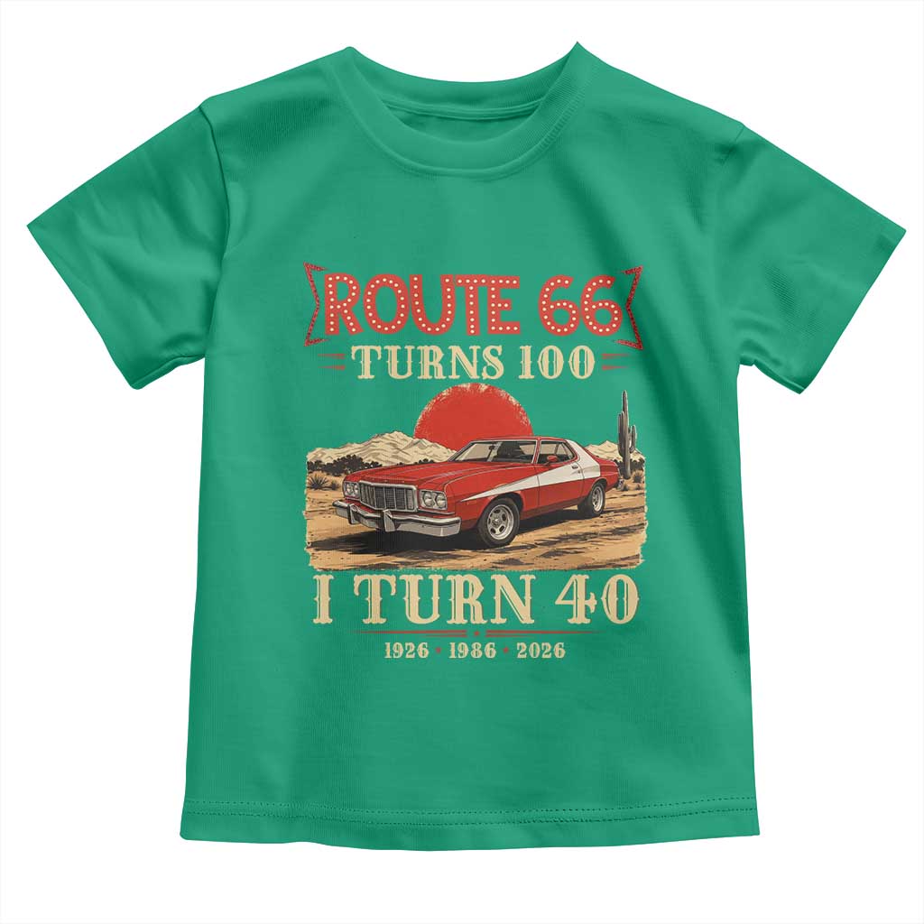 Route Highway 66 Turns 100 I Turn 40 Toddler T Shirt Vintage 1986 Road Sign 40th Birthday Muscle Car Lover Gift