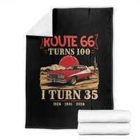 Route Highway 66 Turns 100 I Turn 35 Throw Blanket Vintage 1991 Road Sign 35th Birthday Muscle Car Lover Gift