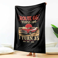 Route Highway 66 Turns 100 I Turn 35 Throw Blanket Vintage 1991 Road Sign 35th Birthday Muscle Car Lover Gift
