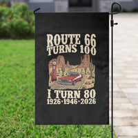 Route Highway 66 Turns 100 I Turn 80 Garden Flag Vintage 1946 Road Sign American Muscle Car Lover 80th Birthday Gift