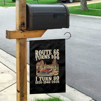Route Highway 66 Turns 100 I Turn 80 Garden Flag Vintage 1946 Road Sign American Muscle Car Lover 80th Birthday Gift