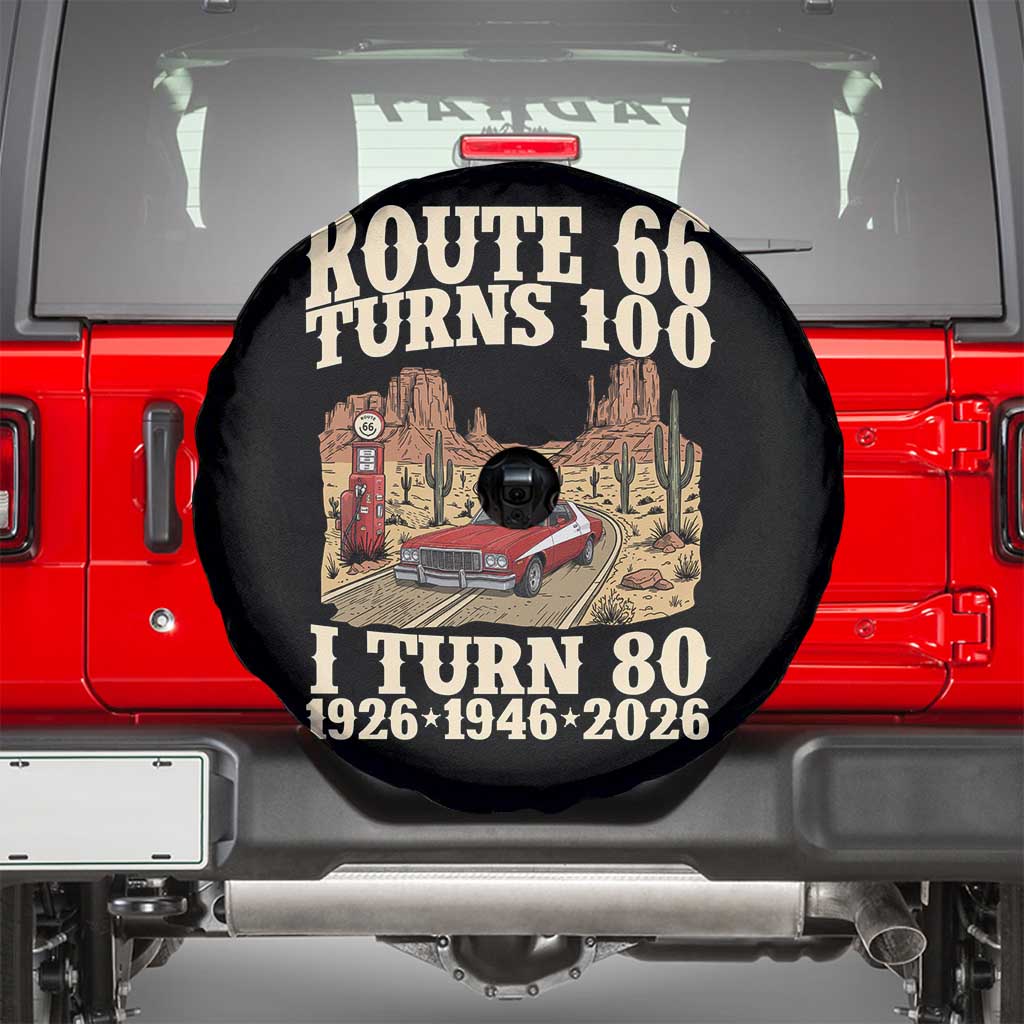 Route Highway 66 Turns 100 I Turn 80 Spare Tire Cover Vintage 1946 Road Sign American Muscle Car Lover 80th Birthday Gift