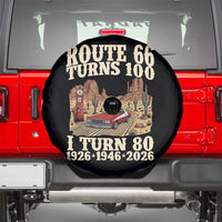 Route Highway 66 Turns 100 I Turn 80 Spare Tire Cover Vintage 1946 Road Sign American Muscle Car Lover 80th Birthday Gift