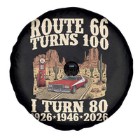 Route Highway 66 Turns 100 I Turn 80 Spare Tire Cover Vintage 1946 Road Sign American Muscle Car Lover 80th Birthday Gift