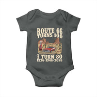 Route Highway 66 Turns 100 I Turn 80 Baby Onesie Vintage 1946 Road Sign American Muscle Car Lover 80th Birthday Gift