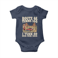 Route Highway 66 Turns 100 I Turn 80 Baby Onesie Vintage 1946 Road Sign American Muscle Car Lover 80th Birthday Gift