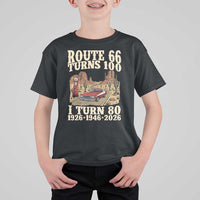 Route Highway 66 Turns 100 I Turn 80 T Shirt For Kid Vintage 1946 Road Sign American Muscle Car Lover 80th Birthday Gift