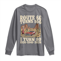Route Highway 66 Turns 100 I Turn 80 Long Sleeve Shirt Vintage 1946 Road Sign American Muscle Car Lover 80th Birthday Gift