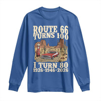 Route Highway 66 Turns 100 I Turn 80 Long Sleeve Shirt Vintage 1946 Road Sign American Muscle Car Lover 80th Birthday Gift