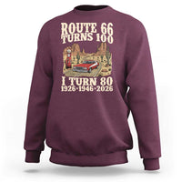 Route Highway 66 Turns 100 I Turn 80 Sweatshirt Vintage 1946 Road Sign American Muscle Car Lover 80th Birthday Gift