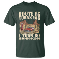 Route Highway 66 Turns 100 I Turn 80 T Shirt Vintage 1946 Road Sign American Muscle Car Lover 80th Birthday Gift