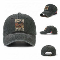 Route Highway 66 Turns 100 I Turn 80 Washed Cotton Baseball Cap Vintage 1946 Road Sign American Muscle Car Lover 80th Birthday Gift
