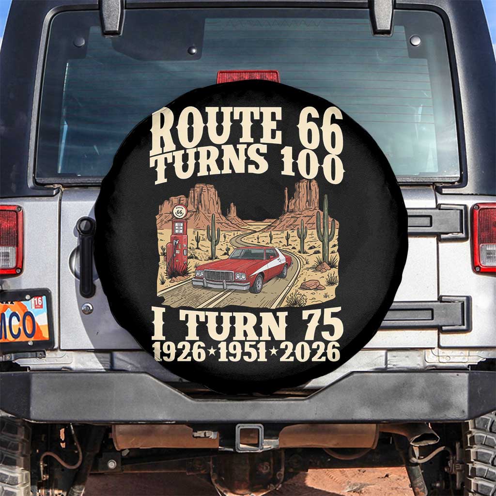 Route Highway 66 Turns 100 I Turn 75 Spare Tire Cover Vintage 1951 Road Sign American Muscle Car Lover 75th Birthday Gift