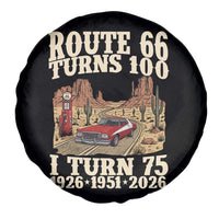 Route Highway 66 Turns 100 I Turn 75 Spare Tire Cover Vintage 1951 Road Sign American Muscle Car Lover 75th Birthday Gift