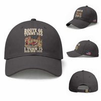 Route Highway 66 Turns 100 I Turn 75 Baseball Cap Vintage 1951 Road Sign American Muscle Car Lover 75th Birthday Gift