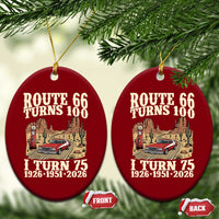 Route Highway 66 Turns 100 I Turn 75 Ceramic Ornament Vintage 1951 Road Sign American Muscle Car Lover 75th Birthday Gift