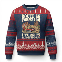 Route Highway 66 Turns 100 I Turn 75 Ugly Christmas Sweater Vintage 1951 Road Sign American Muscle Car Lover 75th Birthday Gift