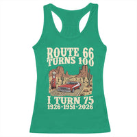 Route Highway 66 Turns 100 I Turn 75 Racerback Tank Top Vintage 1951 Road Sign American Muscle Car Lover 75th Birthday Gift