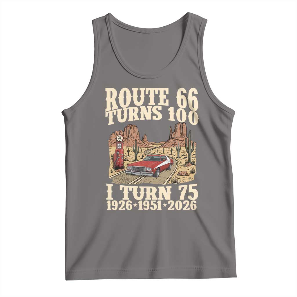 Route Highway 66 Turns 100 I Turn 75 Tank Top Vintage 1951 Road Sign American Muscle Car Lover 75th Birthday Gift