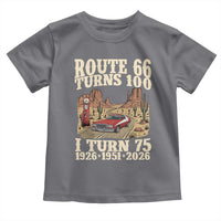 Route Highway 66 Turns 100 I Turn 75 Toddler T Shirt Vintage 1951 Road Sign American Muscle Car Lover 75th Birthday Gift