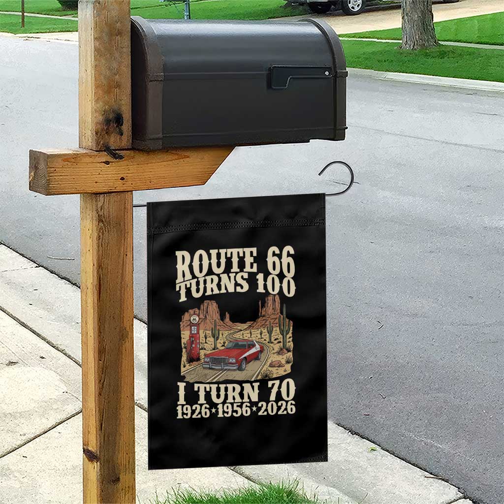 Route Highway 66 Turns 100 I Turn 70 Garden Flag Vintage 1956 Road Sign American Muscle Car Lover 70th Birthday Gift