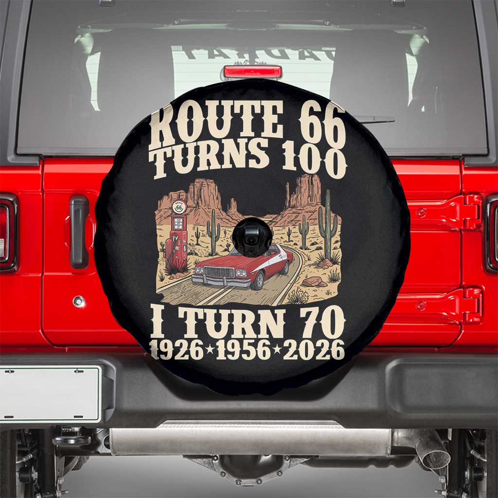 Route Highway 66 Turns 100 I Turn 70 Spare Tire Cover Vintage 1956 Road Sign American Muscle Car Lover 70th Birthday Gift