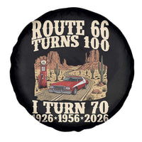 Route Highway 66 Turns 100 I Turn 70 Spare Tire Cover Vintage 1956 Road Sign American Muscle Car Lover 70th Birthday Gift