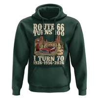 Route Highway 66 Turns 100 I Turn 70 Hoodie Vintage 1956 Road Sign American Muscle Car Lover 70th Birthday Gift