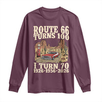 Route Highway 66 Turns 100 I Turn 70 Long Sleeve Shirt Vintage 1956 Road Sign American Muscle Car Lover 70th Birthday Gift