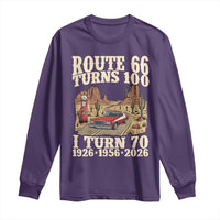 Route Highway 66 Turns 100 I Turn 70 Long Sleeve Shirt Vintage 1956 Road Sign American Muscle Car Lover 70th Birthday Gift