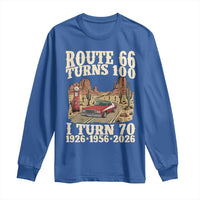 Route Highway 66 Turns 100 I Turn 70 Long Sleeve Shirt Vintage 1956 Road Sign American Muscle Car Lover 70th Birthday Gift