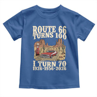 Route Highway 66 Turns 100 I Turn 70 Toddler T Shirt Vintage 1956 Road Sign American Muscle Car Lover 70th Birthday Gift