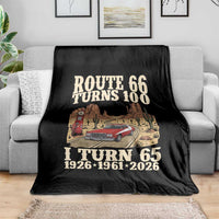 Route Highway 66 Turns 100 I Turn 65 Throw Blanket Vintage 1961 Road Sign American Muscle Car Lover 65th Birthday Gift