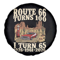 Route Highway 66 Turns 100 I Turn 65 Spare Tire Cover Vintage 1961 Road Sign American Muscle Car Lover 65th Birthday Gift