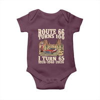 Route Highway 66 Turns 100 I Turn 65 Baby Onesie Vintage 1961 Road Sign American Muscle Car Lover 65th Birthday Gift