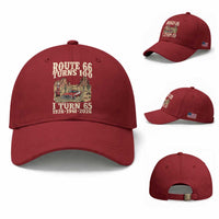 Route Highway 66 Turns 100 I Turn 65 Baseball Cap Vintage 1961 Road Sign American Muscle Car Lover 65th Birthday Gift
