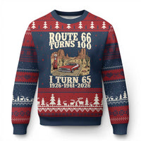 Route Highway 66 Turns 100 I Turn 65 Ugly Christmas Sweater Vintage 1961 Road Sign American Muscle Car Lover 65th Birthday Gift