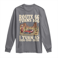 Route Highway 66 Turns 100 I Turn 65 Long Sleeve Shirt Vintage 1961 Road Sign American Muscle Car Lover 65th Birthday Gift