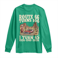 Route Highway 66 Turns 100 I Turn 65 Long Sleeve Shirt Vintage 1961 Road Sign American Muscle Car Lover 65th Birthday Gift