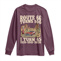 Route Highway 66 Turns 100 I Turn 65 Long Sleeve Shirt Vintage 1961 Road Sign American Muscle Car Lover 65th Birthday Gift