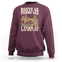 Route Highway 66 Turns 100 I Turn 65 Sweatshirt Vintage 1961 Road Sign American Muscle Car Lover 65th Birthday Gift