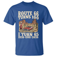 Route Highway 66 Turns 100 I Turn 65 T Shirt Vintage 1961 Road Sign American Muscle Car Lover 65th Birthday Gift