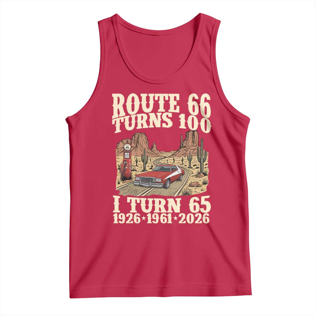 Route Highway 66 Turns 100 I Turn 65 Tank Top Vintage 1961 Road Sign American Muscle Car Lover 65th Birthday Gift