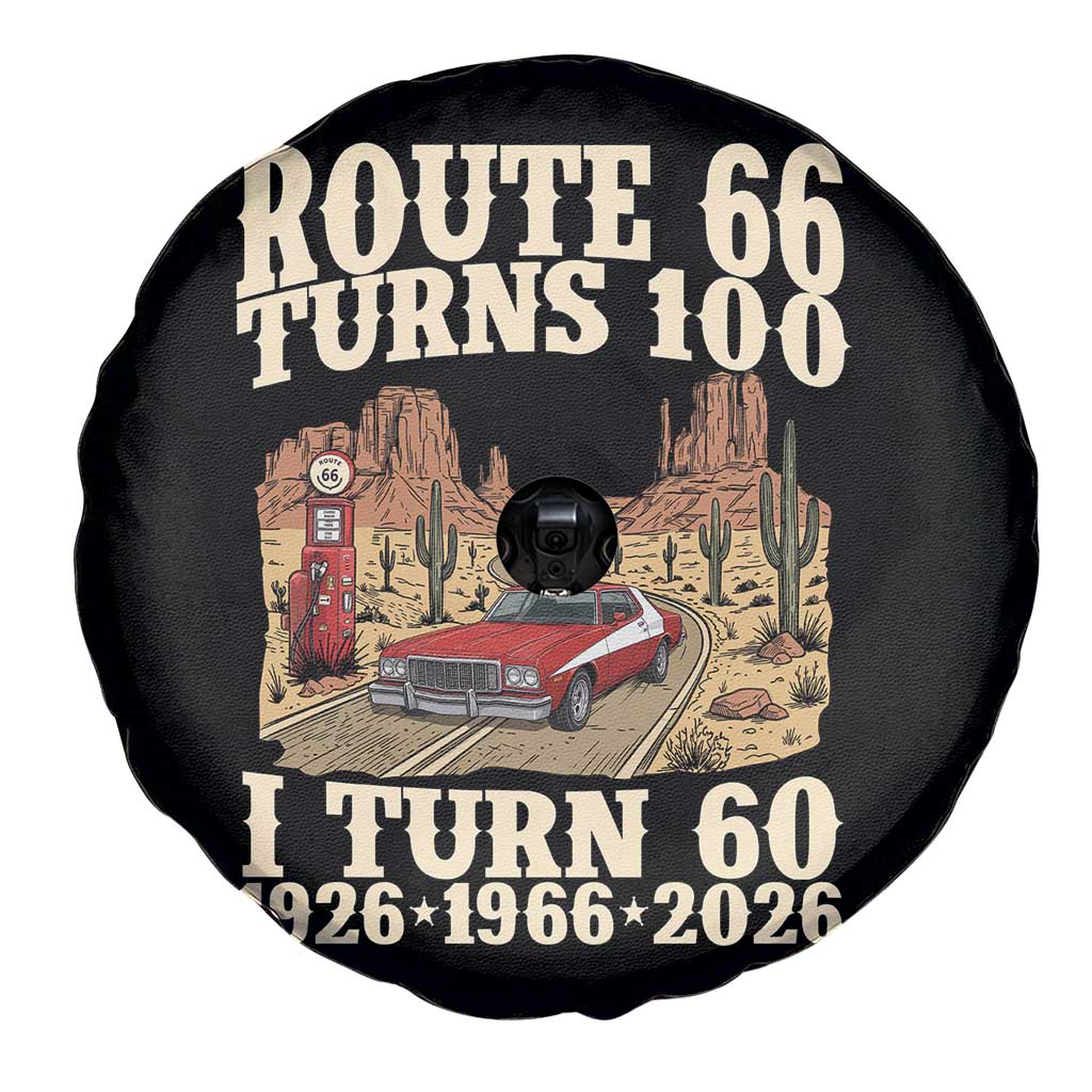 Route Highway 66 Turns 100 I Turn 60 Spare Tire Cover Vintage 1966 Road Sign American Muscle Car Lover 60th Birthday Gift
