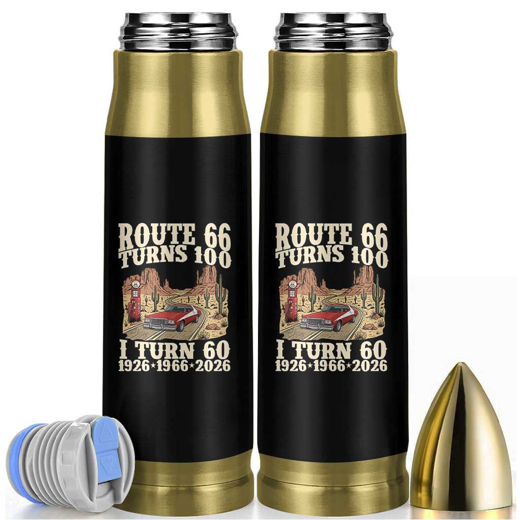 Route Highway 66 Turns 100 I Turn 60 Bullet Tumbler Vintage 1966 Road Sign American Muscle Car Lover 60th Birthday Gift