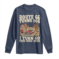 Route Highway 66 Turns 100 I Turn 60 Long Sleeve Shirt Vintage 1966 Road Sign American Muscle Car Lover 60th Birthday Gift