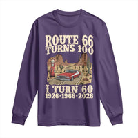 Route Highway 66 Turns 100 I Turn 60 Long Sleeve Shirt Vintage 1966 Road Sign American Muscle Car Lover 60th Birthday Gift
