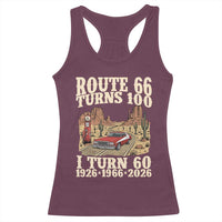 Route Highway 66 Turns 100 I Turn 60 Racerback Tank Top Vintage 1966 Road Sign American Muscle Car Lover 60th Birthday Gift